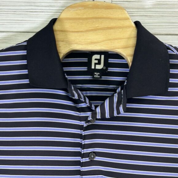 FootJoy Men's Large‎ Black & Purple Stripe Stretch Golf Polo Shirt Sz Med - Picture 1 of 11